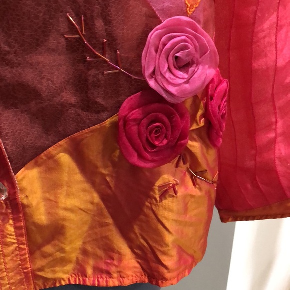 Sandy Starkman semi sheer floral embroidered jacket - Picture 2 of 11